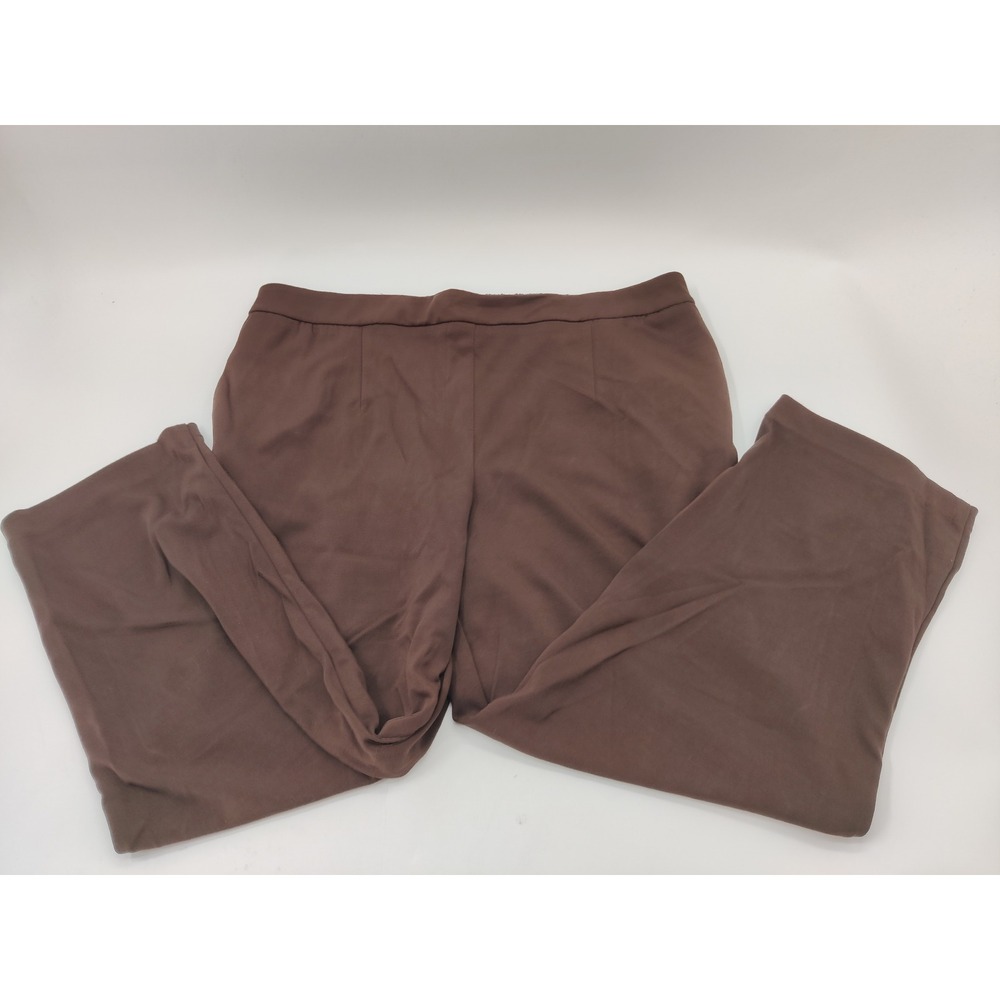 Jones New York JNY Brown Wide Leg Pull On Knit Pants Plus Size 2X Professional